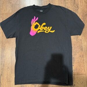 Obey Black Graphic T-Shirt large